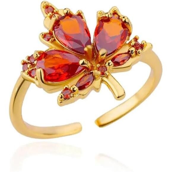 Adjustable Maple Leaf Wrap Ring – Nature Inspired, Copper, Canadian Pride Gift - Picture 4 of 4